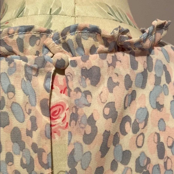 Aqua Cream and Tan Ruffled Tiered Midi Dress - Picture 10 of 13